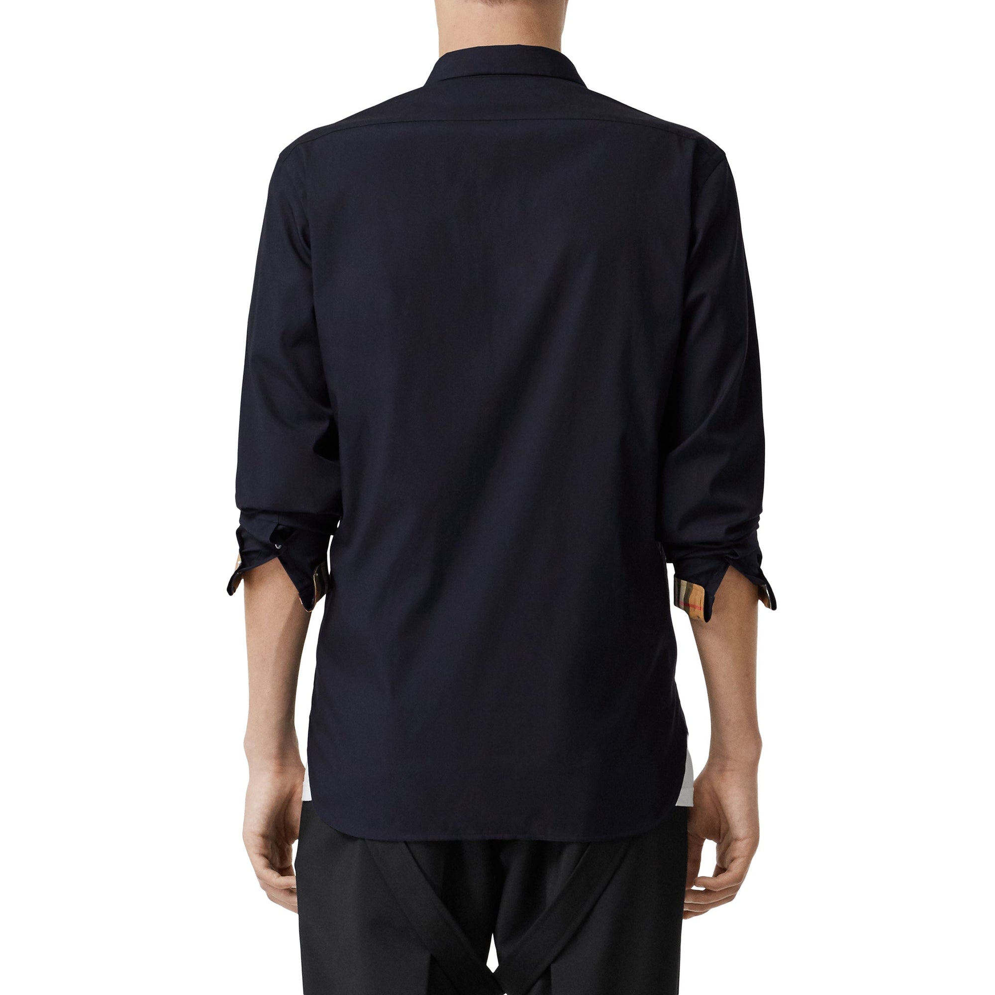 NAVY Chemise en coton extensible avec bouton de couleur différente