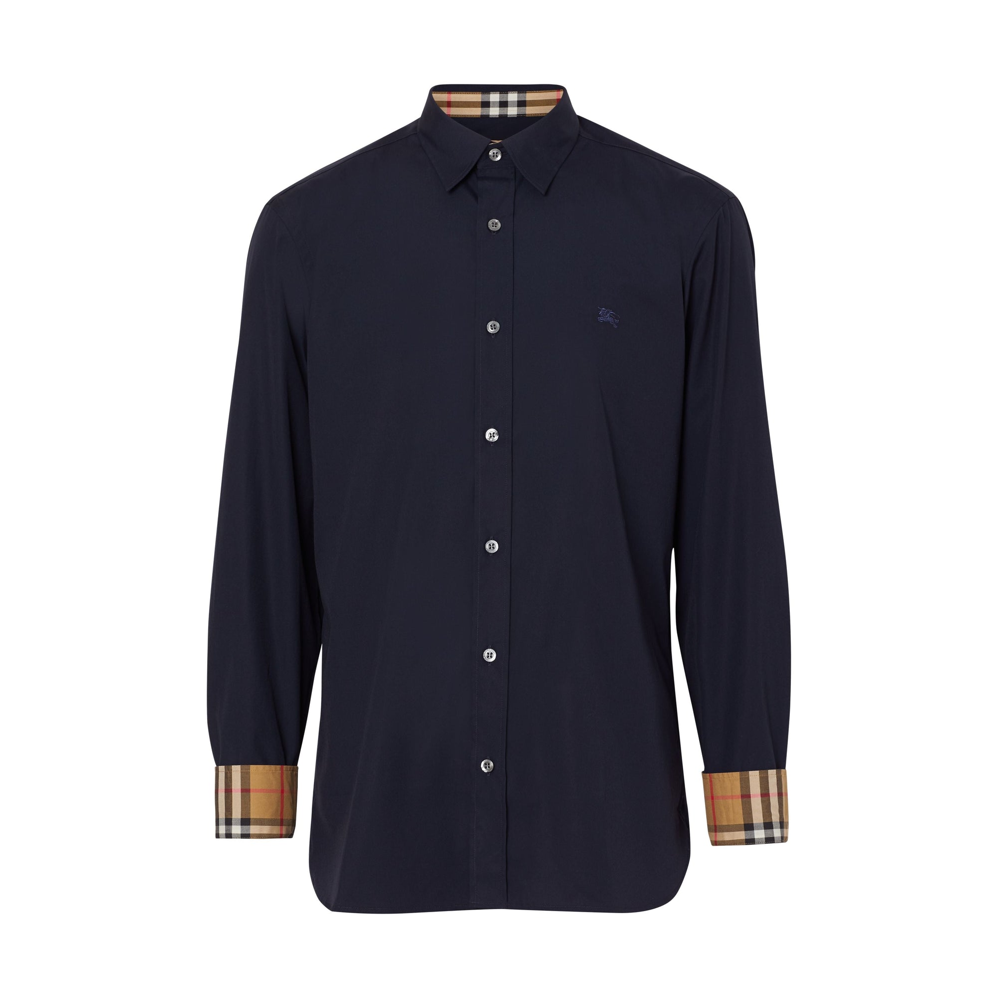 NAVY Chemise en coton extensible avec bouton de couleur différente