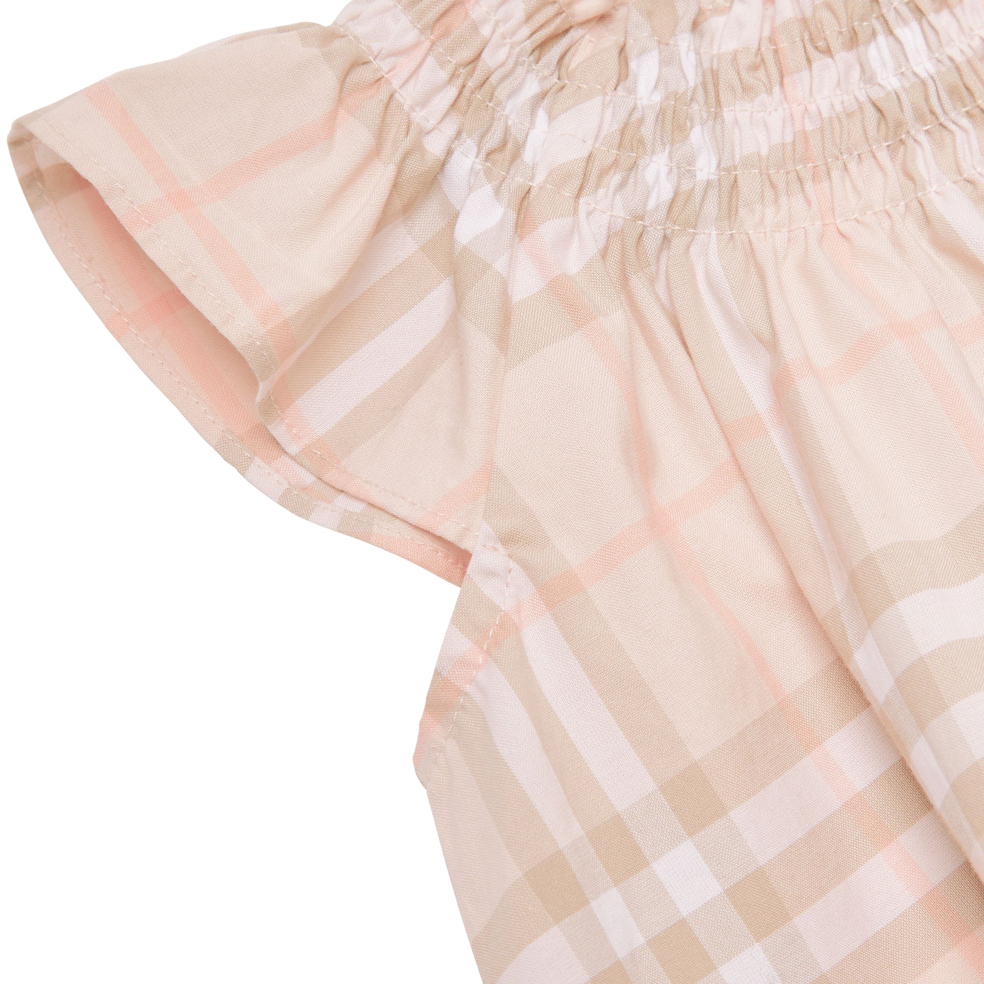 PALE PINK APRICOT IP Robe en coton à motif Vintage check et smocks