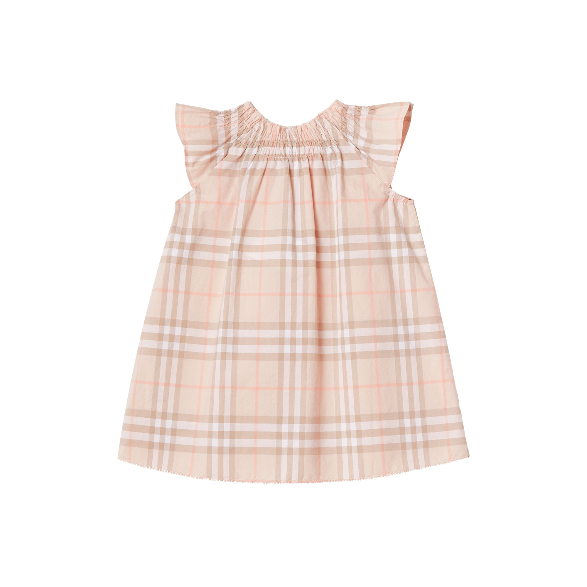 PALE PINK APRICOT IP Robe en coton à motif Vintage check et smocks