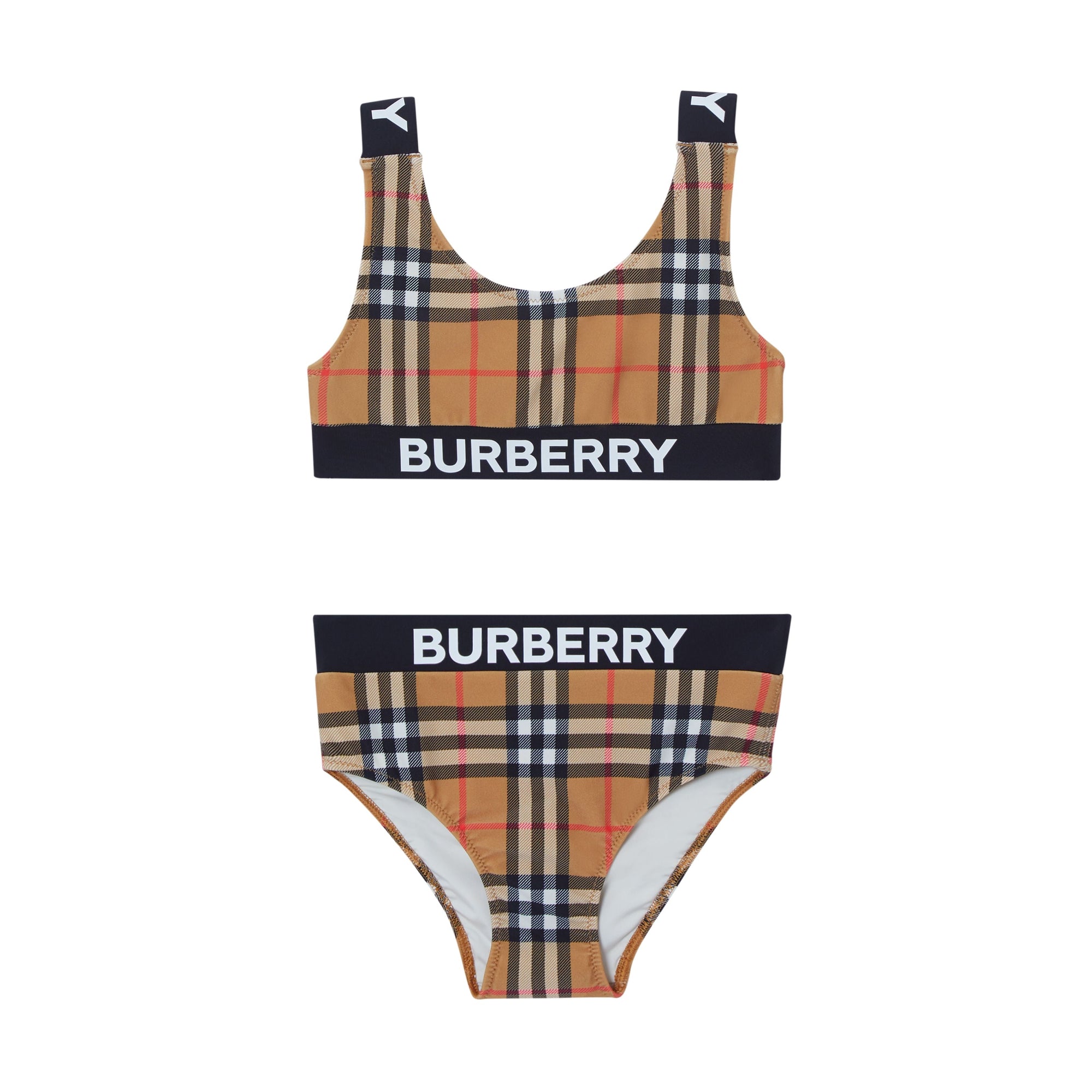 ANTIQUE YELLOW CHK Bikini Vintage check avec logos