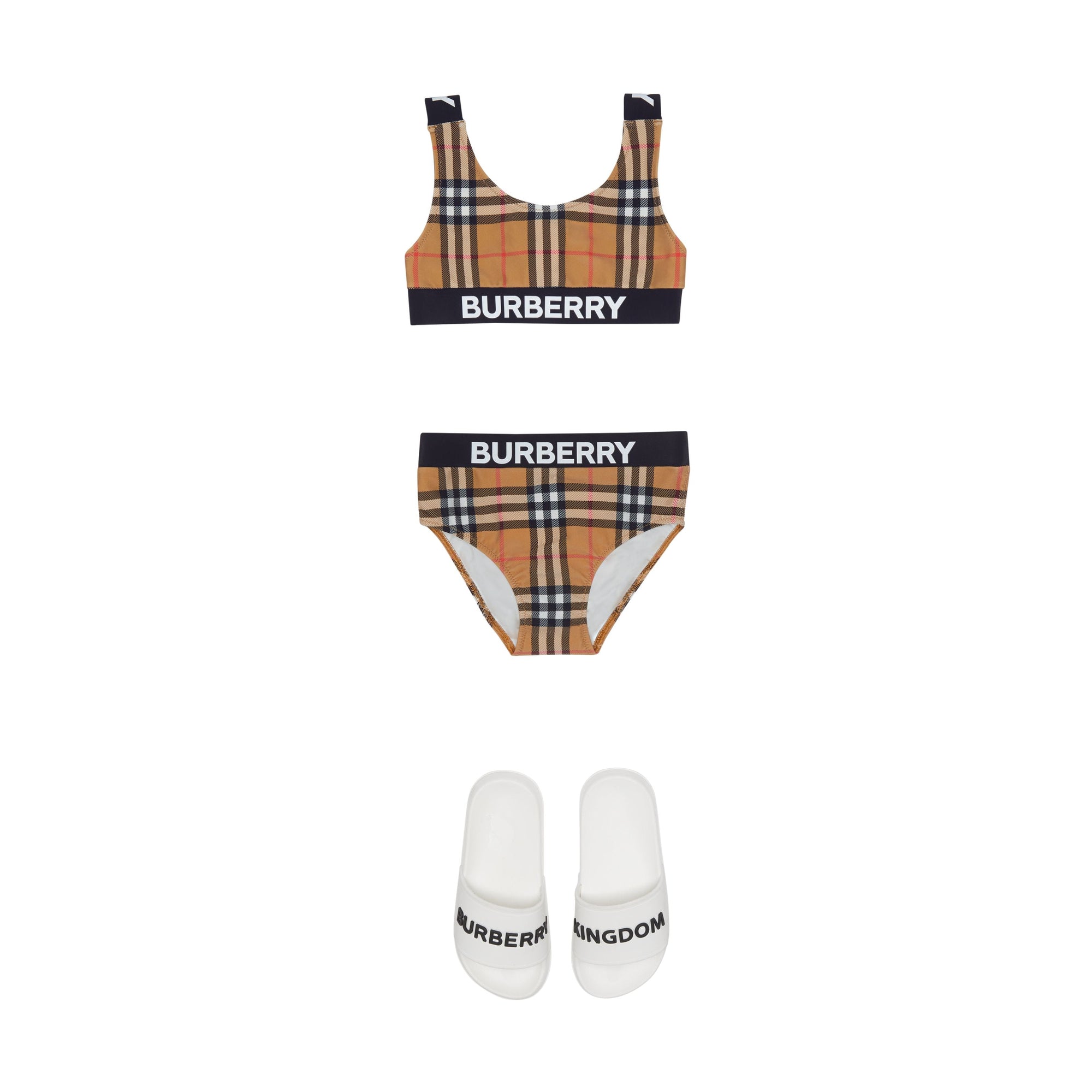 ANTIQUE YELLOW CHK Bikini Vintage check avec logos