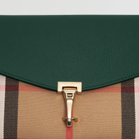Petit sac à bandoulière en cuir et coton house check - Vert bouteille sombre