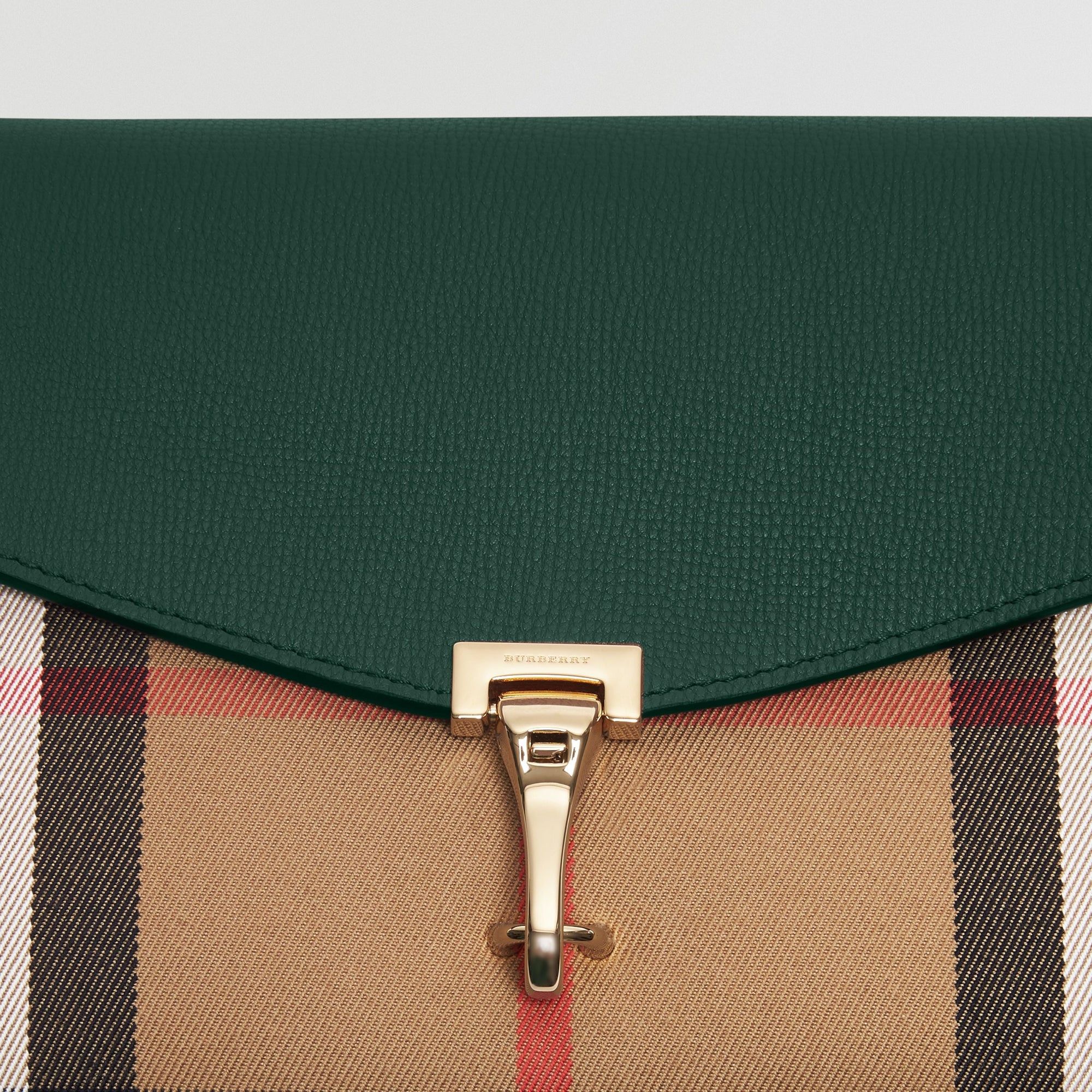 Petit sac à bandoulière en cuir et coton house check - Vert bouteille sombre