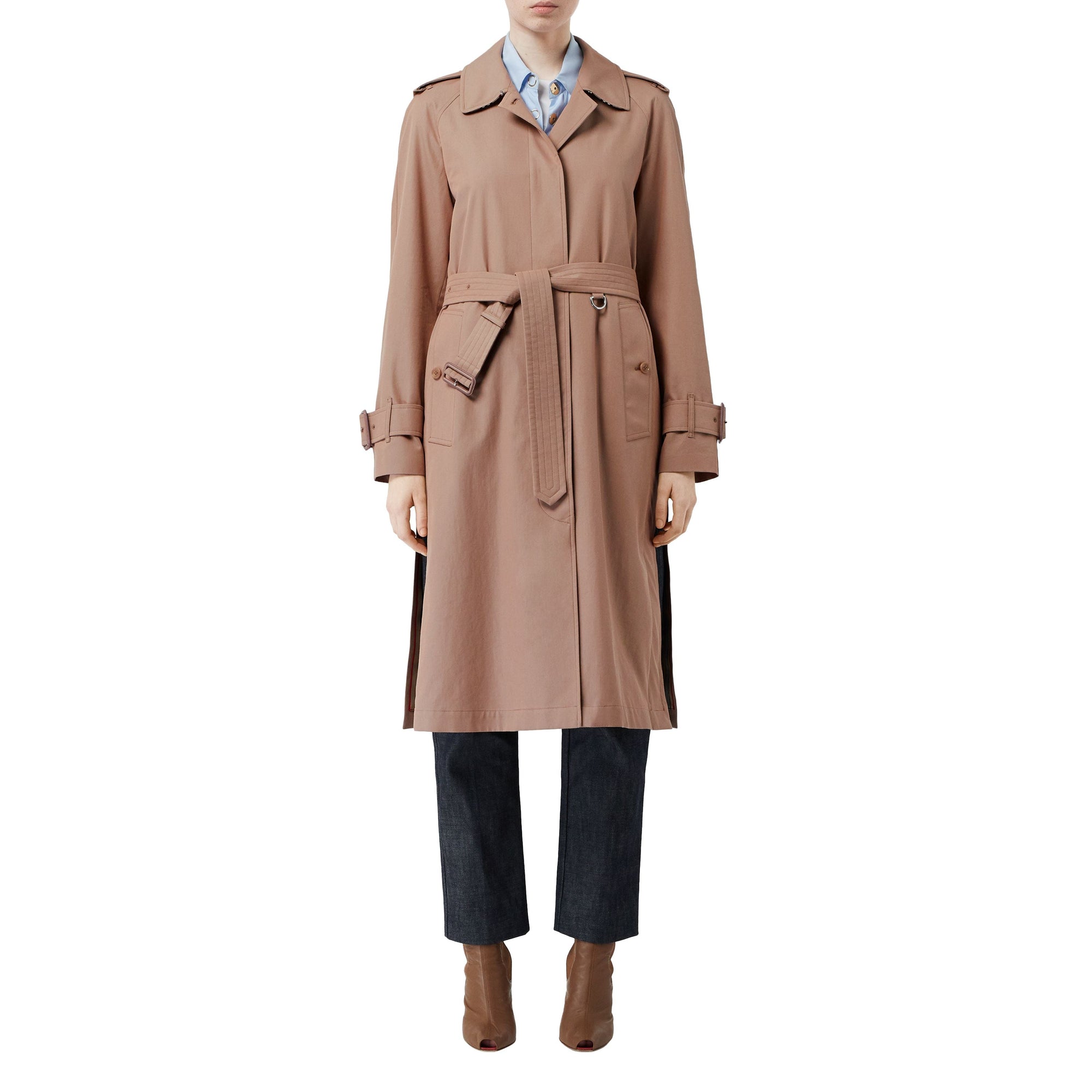 Paletot ceinturé en gabardine tropicale - Abricot rose