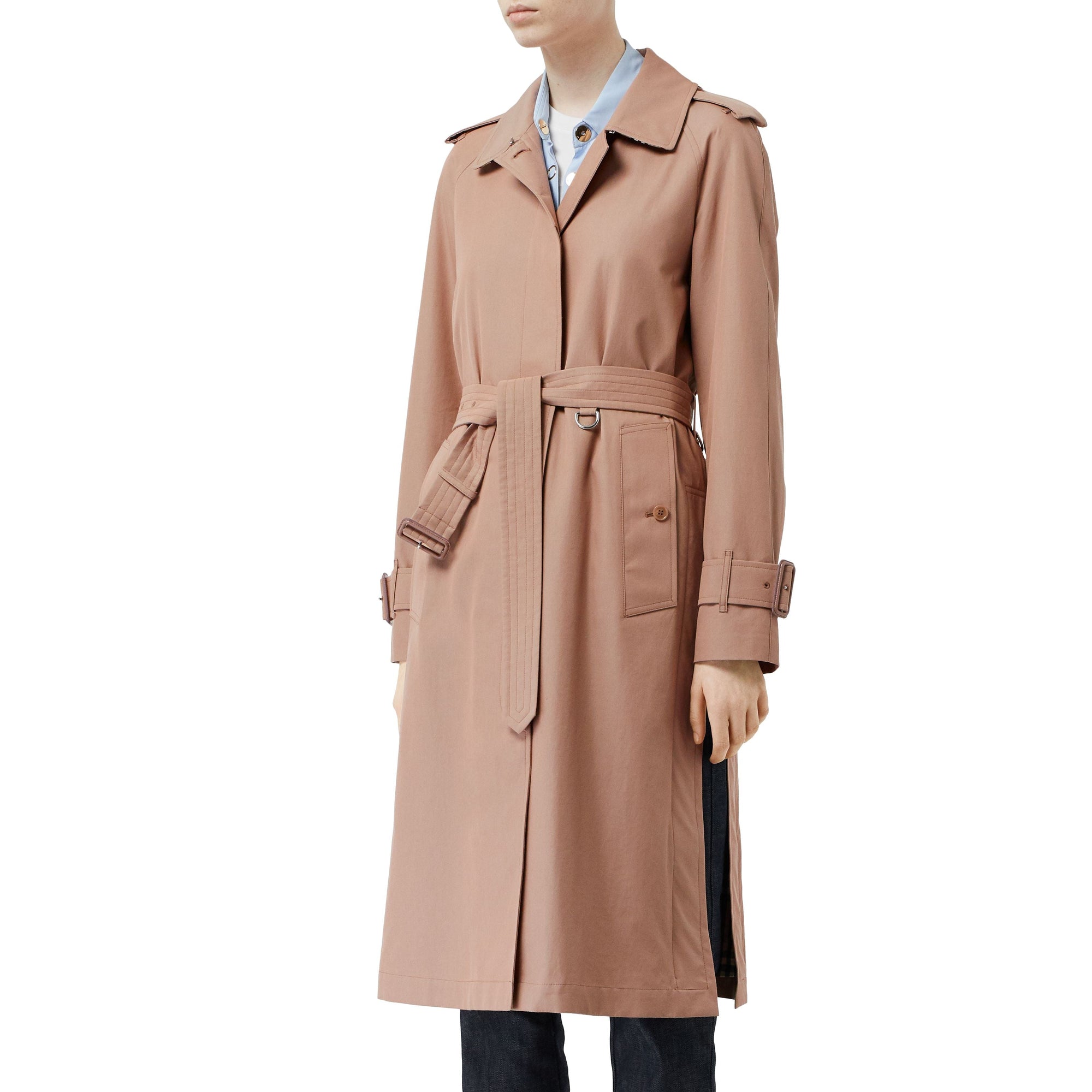 Paletot ceinturé en gabardine tropicale - Abricot rose