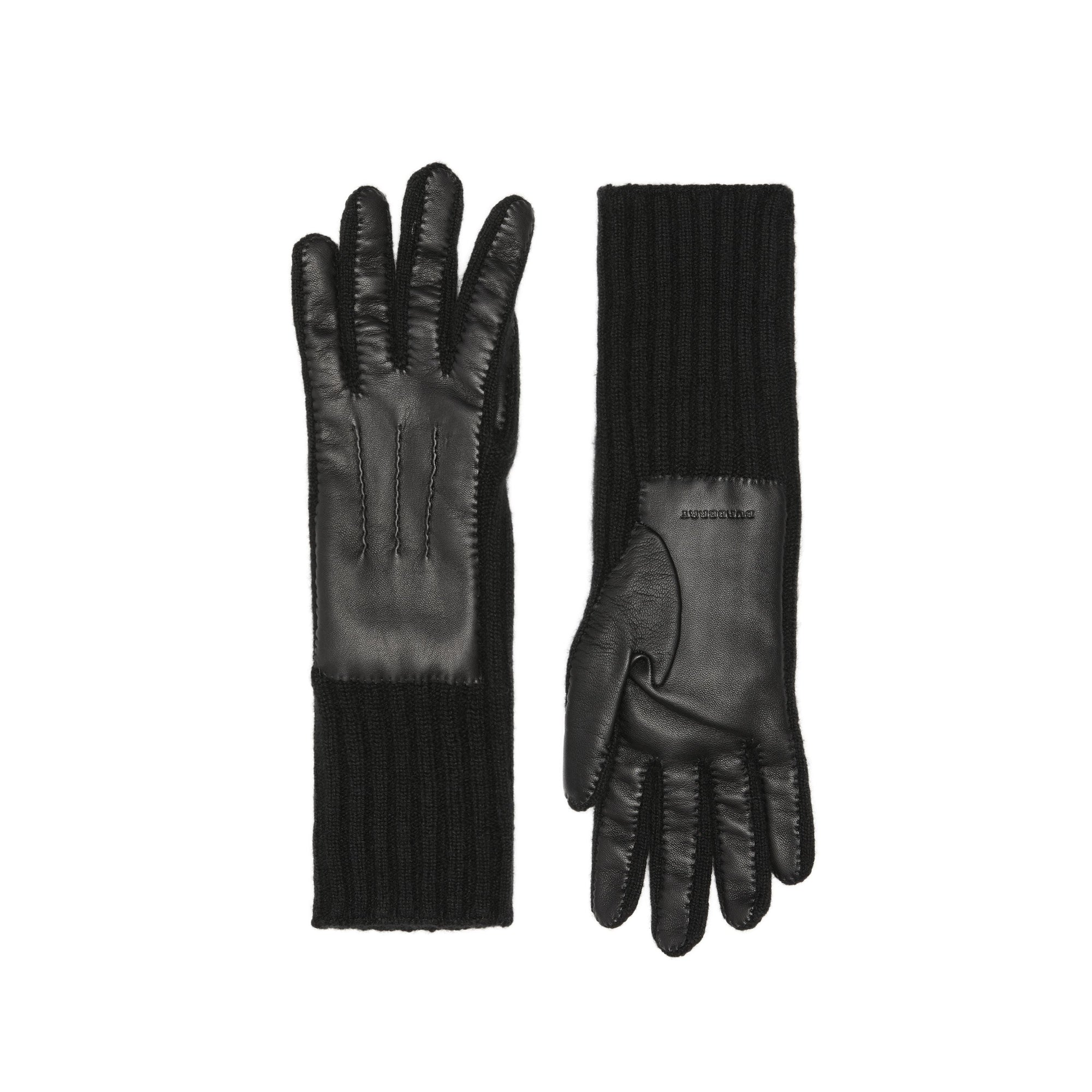Gants en cachemire et cuir d'agneau - Noir