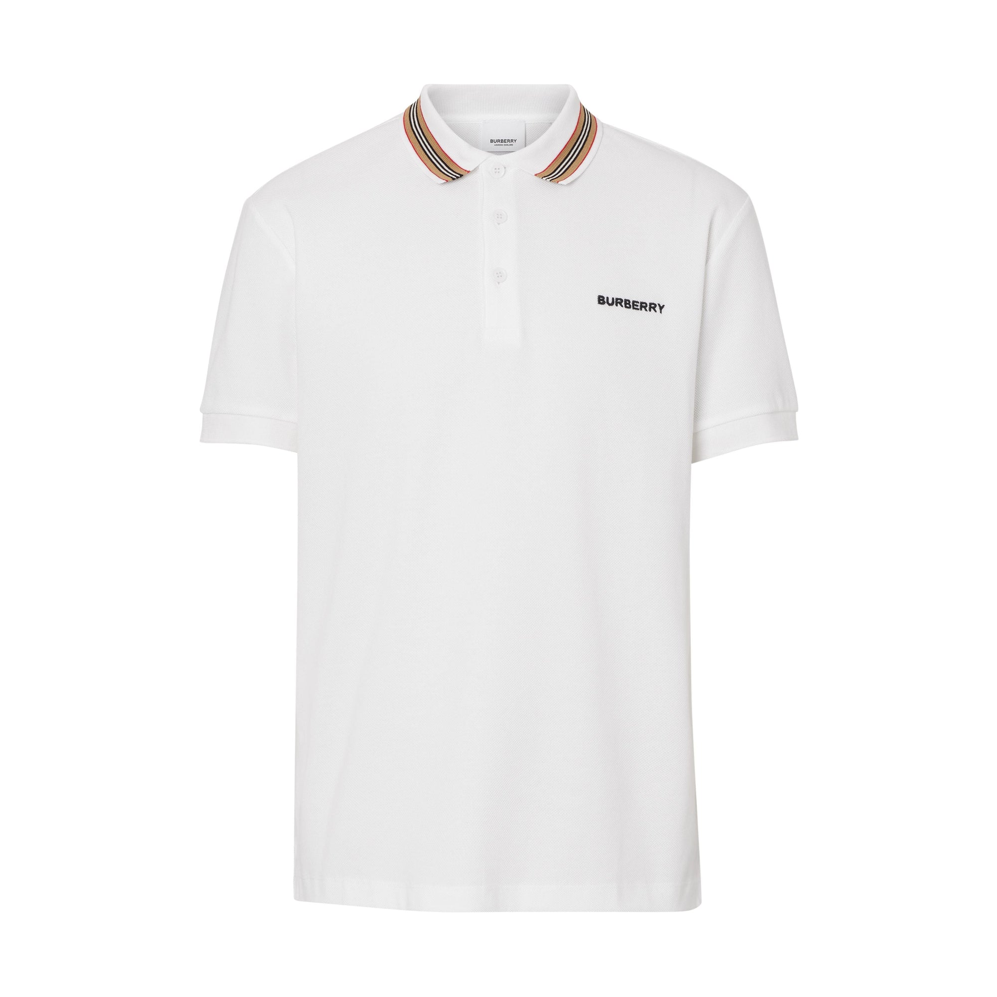WHITE Polo en piqué de coton à rayures iconiques