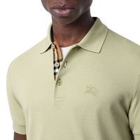 PALE APPLE GREEN Polo en coton avec patte de boutonnage à motif check
