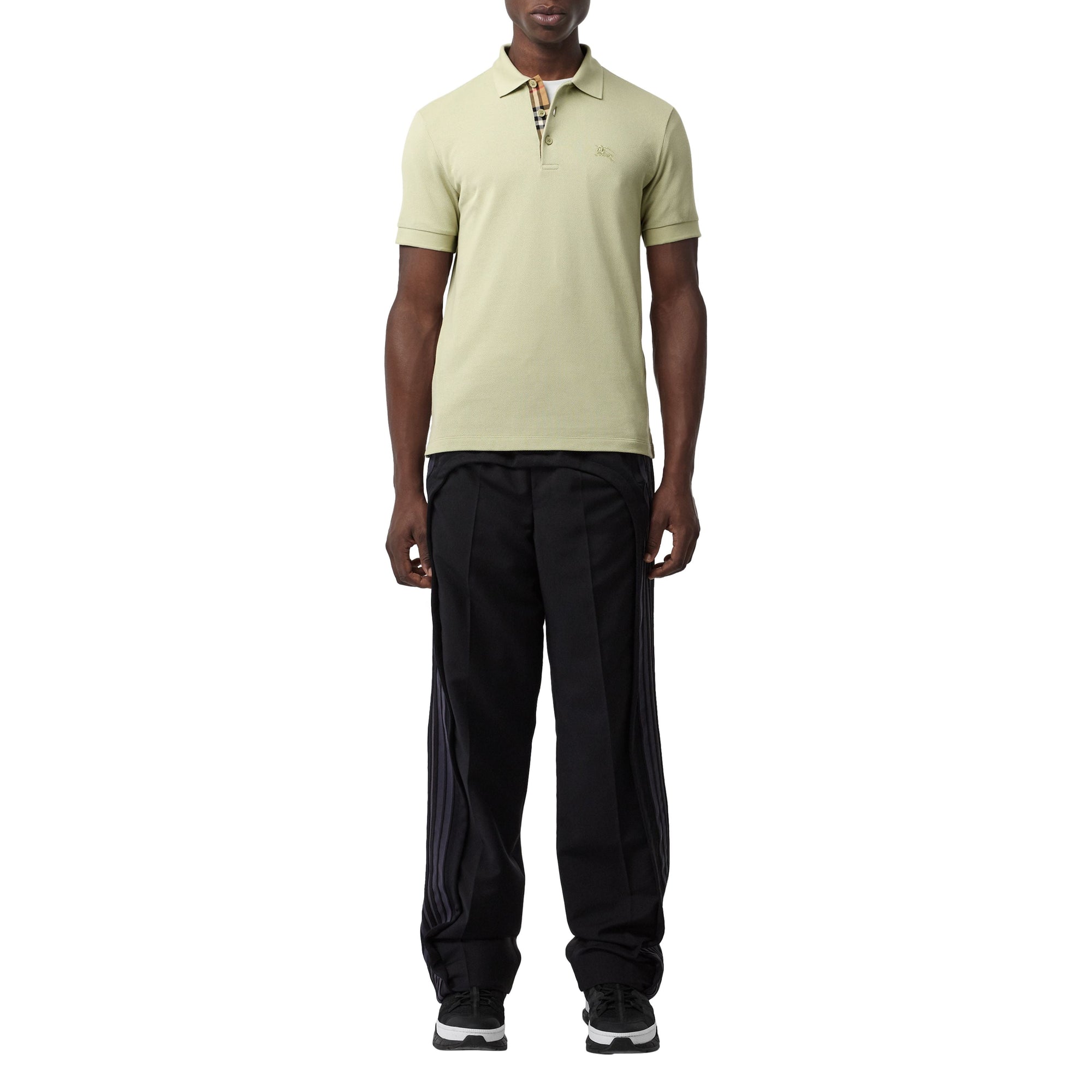 PALE APPLE GREEN Polo en coton avec patte de boutonnage à motif check