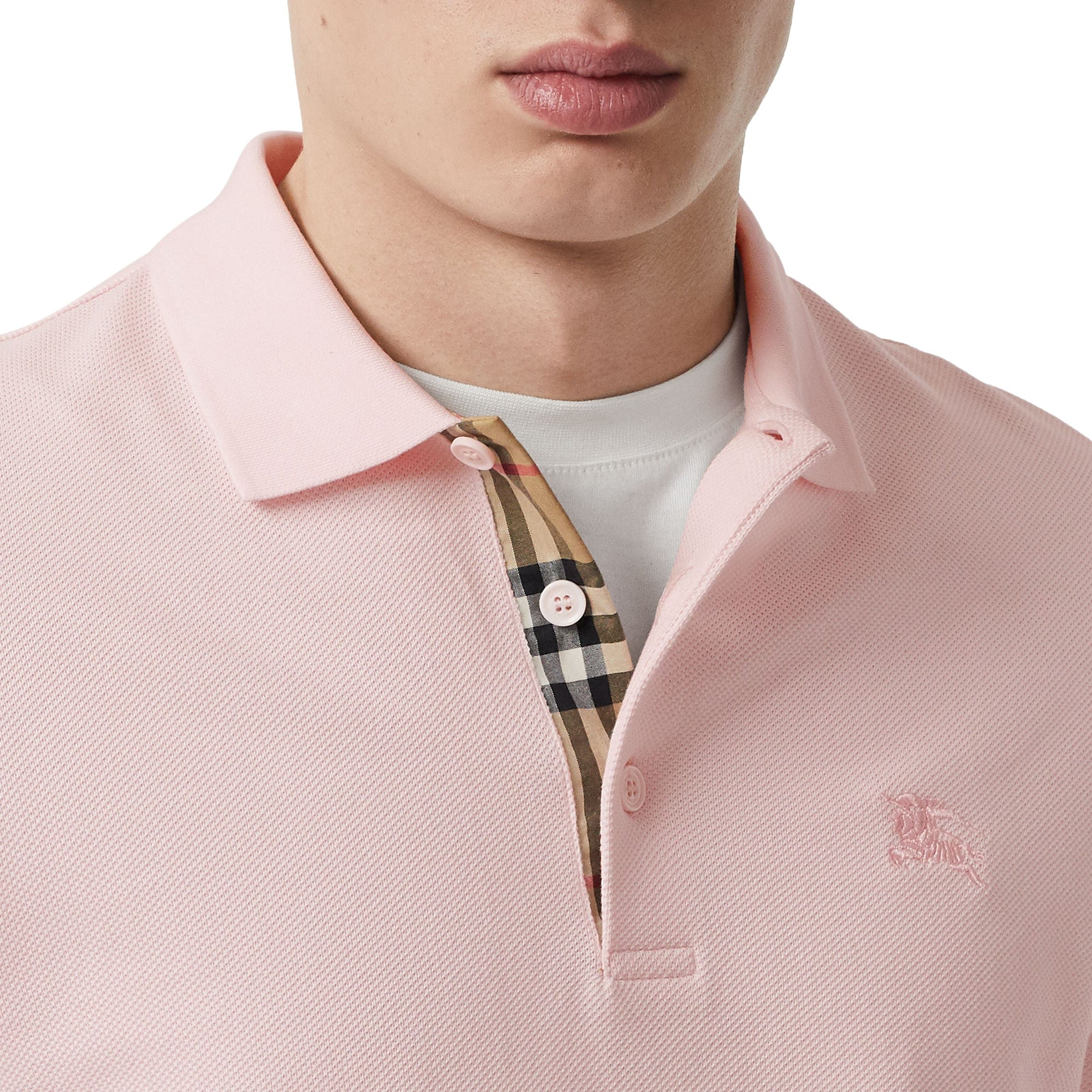 ALABASTER PINK Polo en coton avec patte de boutonnage à motif check