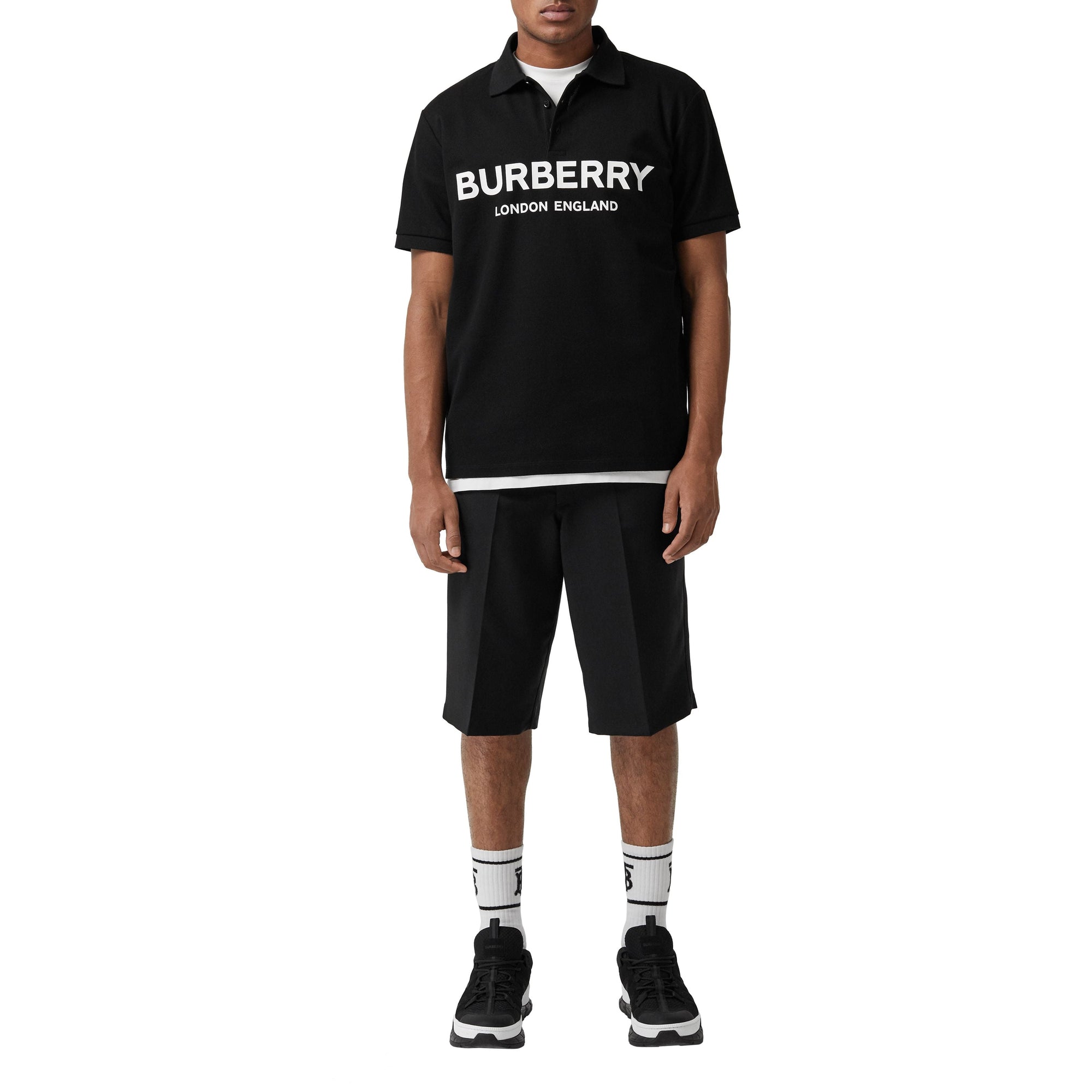 BLACK Polo en piqué de coton avec logo