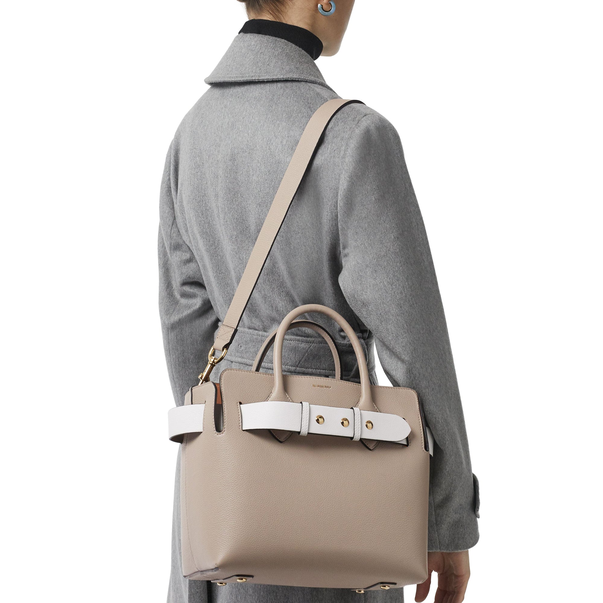 MINERAL GREY Petit sac The Belt en cuir tricolore à triple pression
