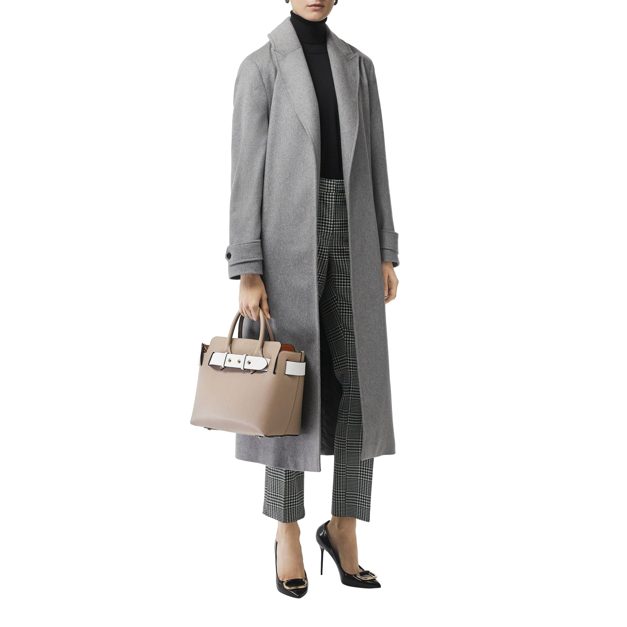 MINERAL GREY Petit sac The Belt en cuir tricolore à triple pression