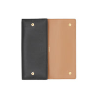 Portefeuille continental en cuir grainé - Noir
