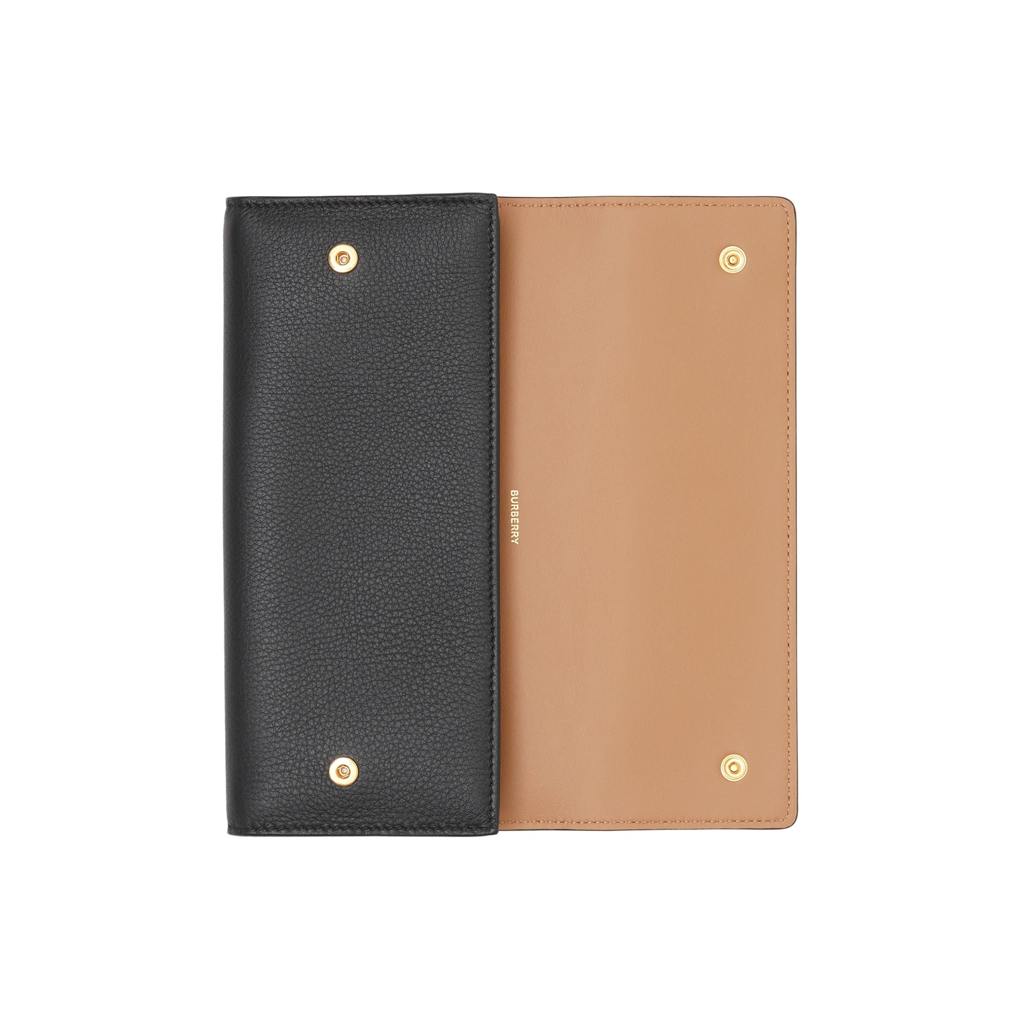 Portefeuille continental en cuir grainé - Noir