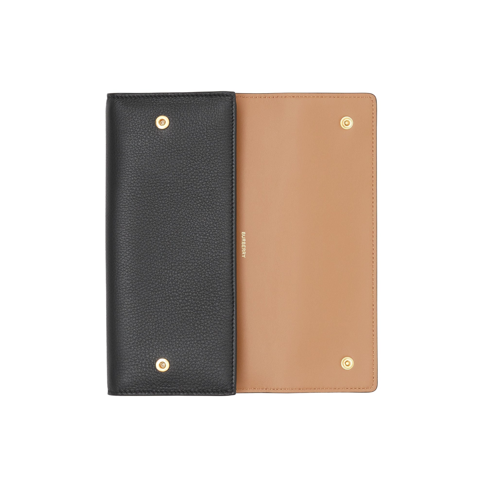 Portefeuille continental en cuir grainé - Noir