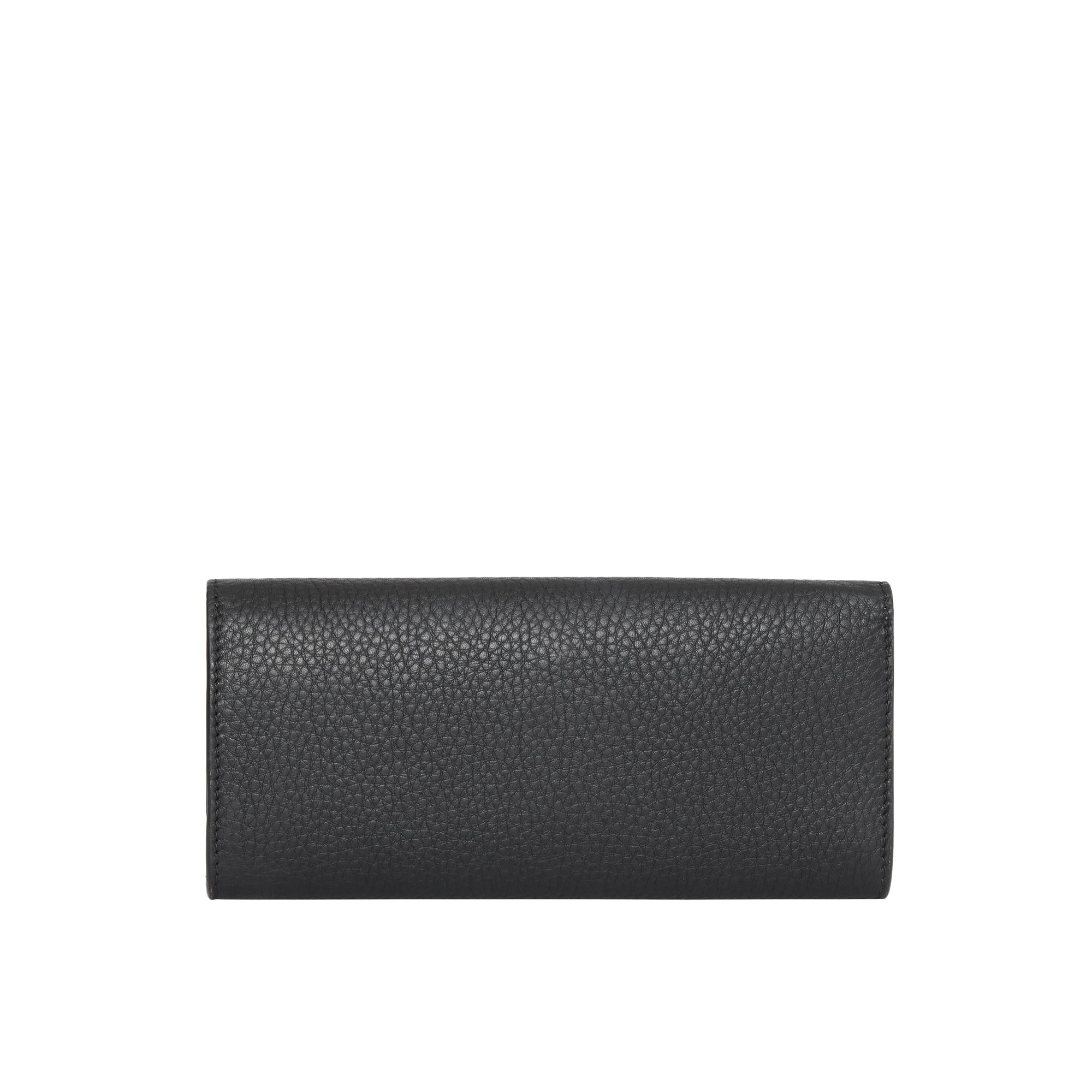 Portefeuille continental en cuir grainé - Noir