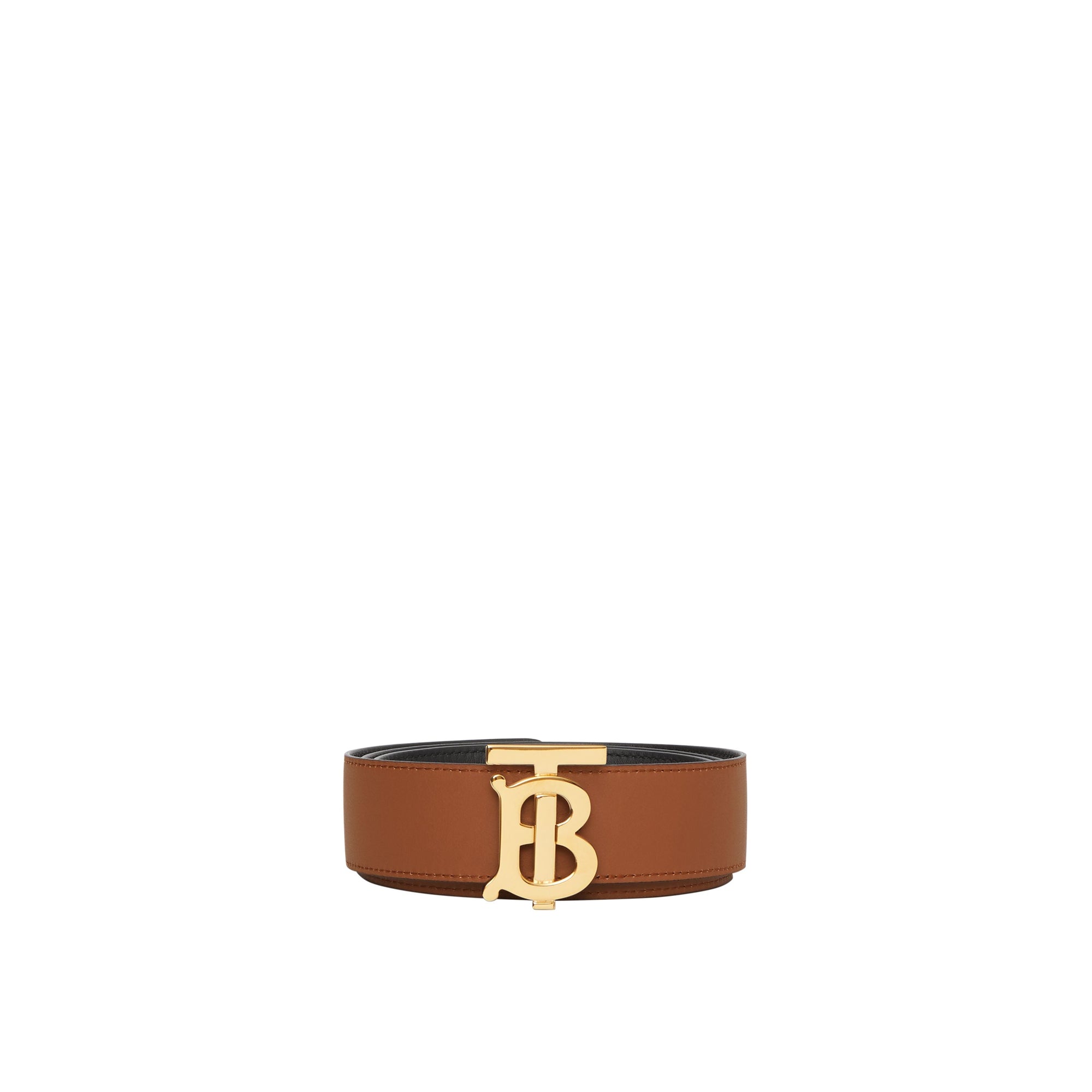 BLACK/MALT BROWN Ceinture réversible en cuir Monogram