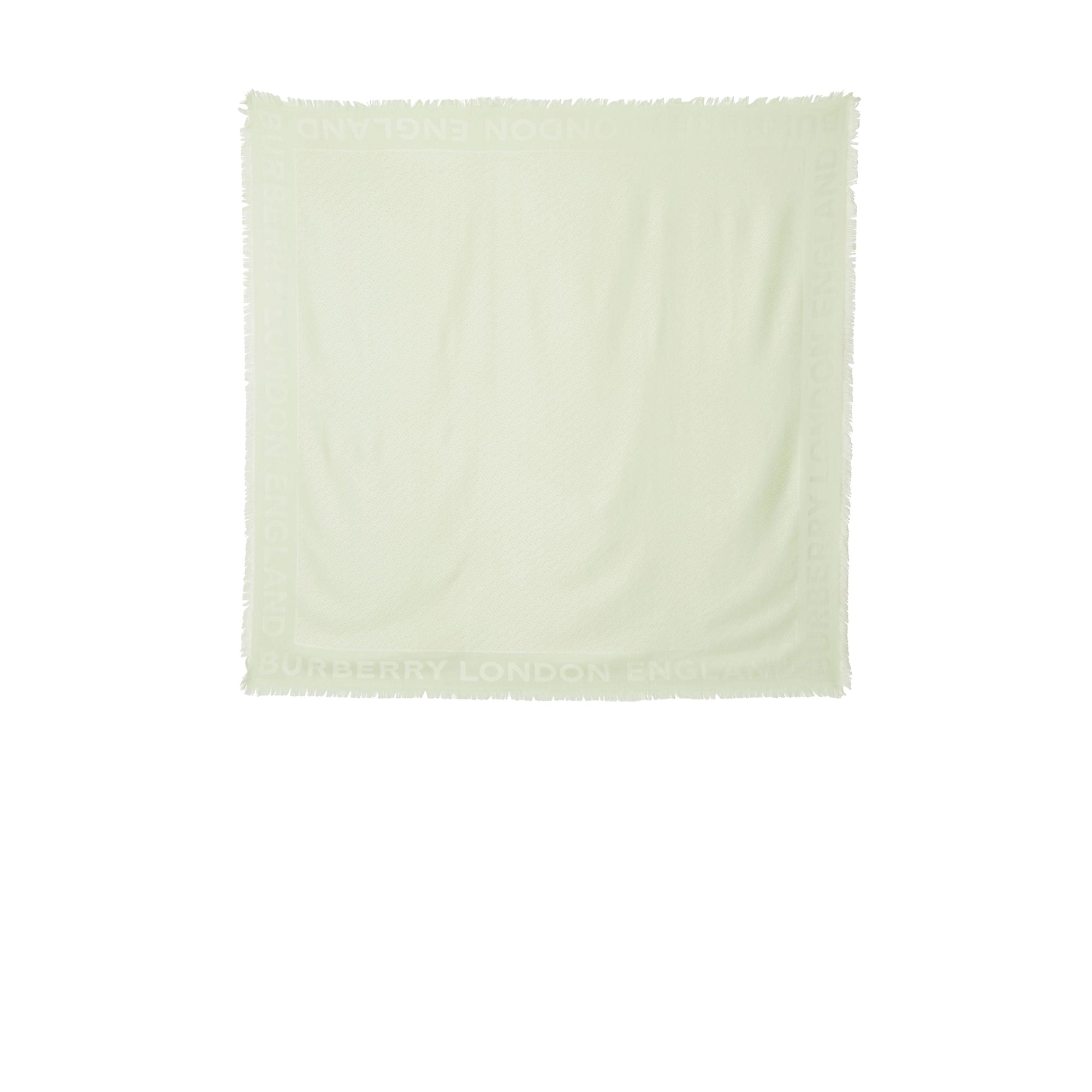 Grand carré de soie et laine en jacquard monogram - Pistache