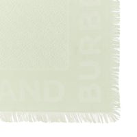 Grand carré de soie et laine en jacquard monogram - Pistache