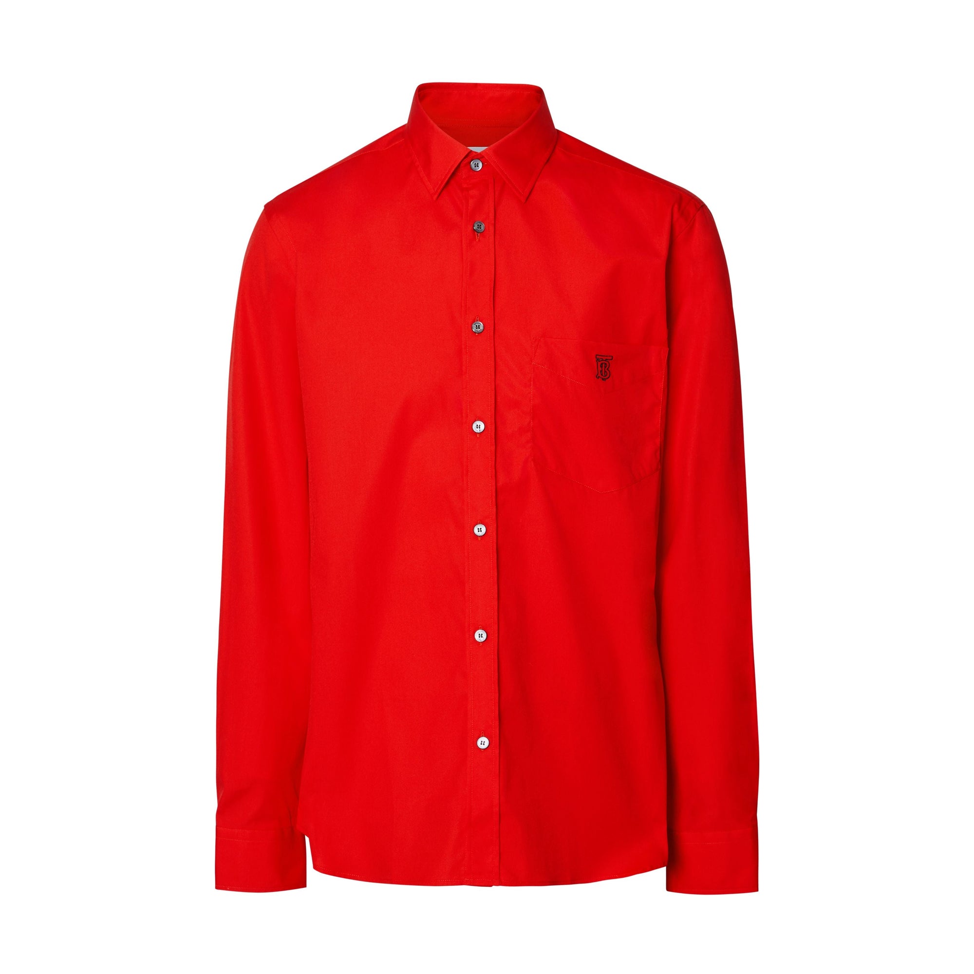 BRIGHT RED Chemise en popeline de coton extensible Monogram