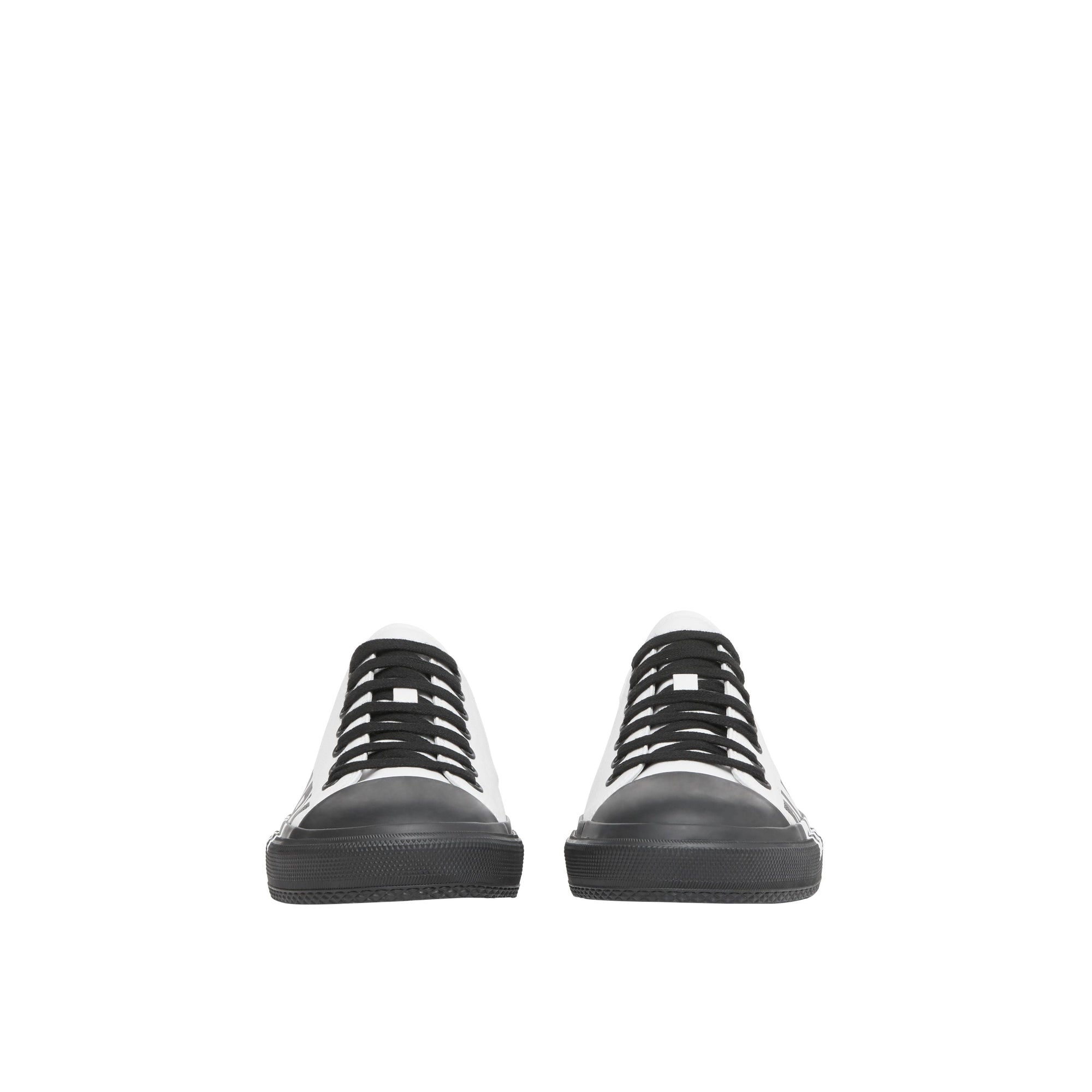 OPTIC WHITE/BLACK Sneakers en gabardine de coton bicolore avec logo