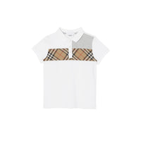 WHITE Polo en coton avec Vintage check