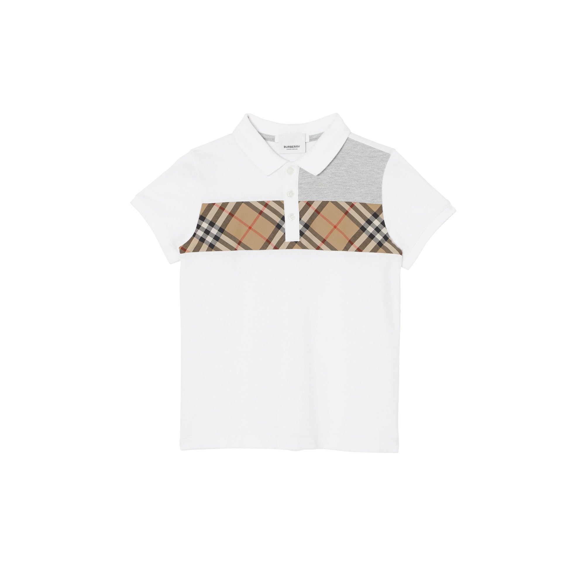 WHITE Polo en coton avec Vintage check