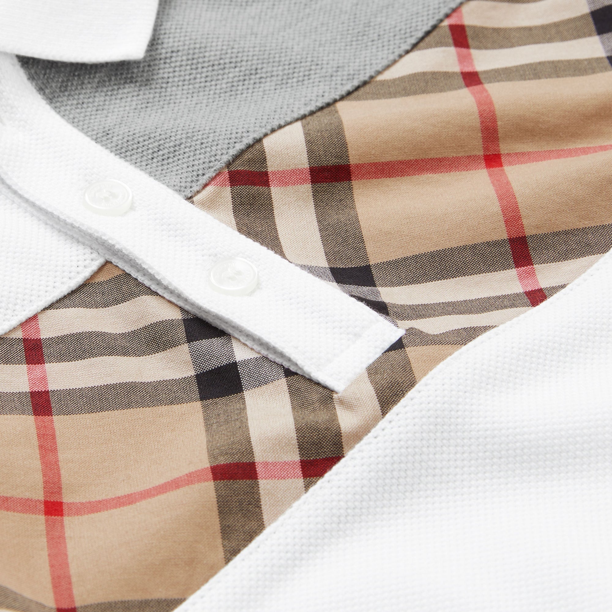 WHITE Polo en coton avec Vintage check