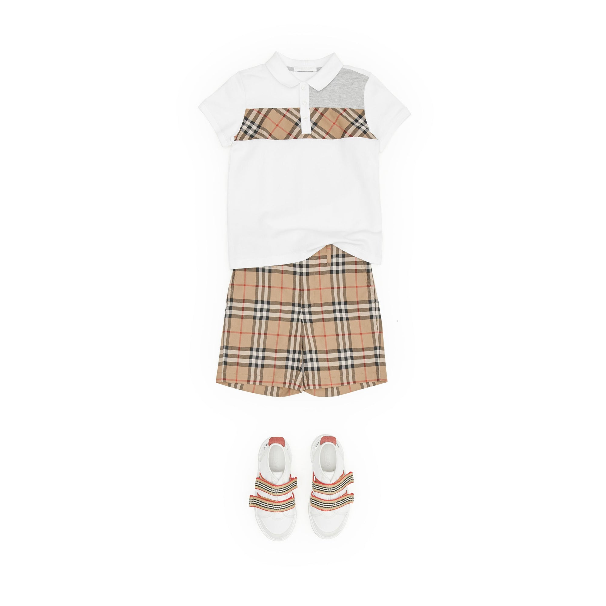 WHITE Polo en coton avec Vintage check