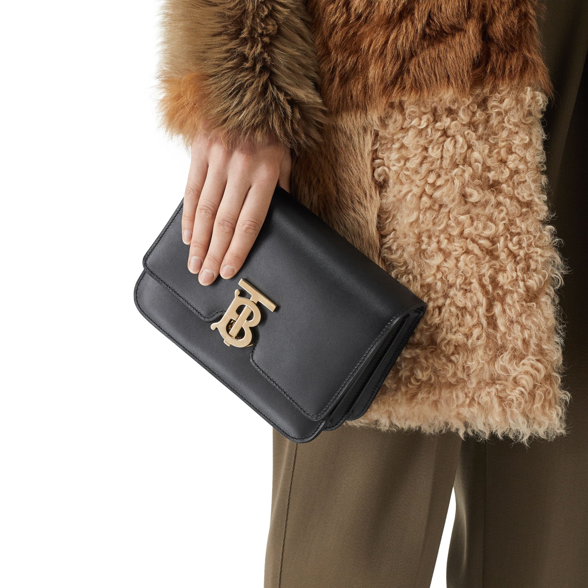 Petit sac TB en cuir - Noir