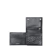 Portefeuille à trois volets en cuir embossé monogram - Noir