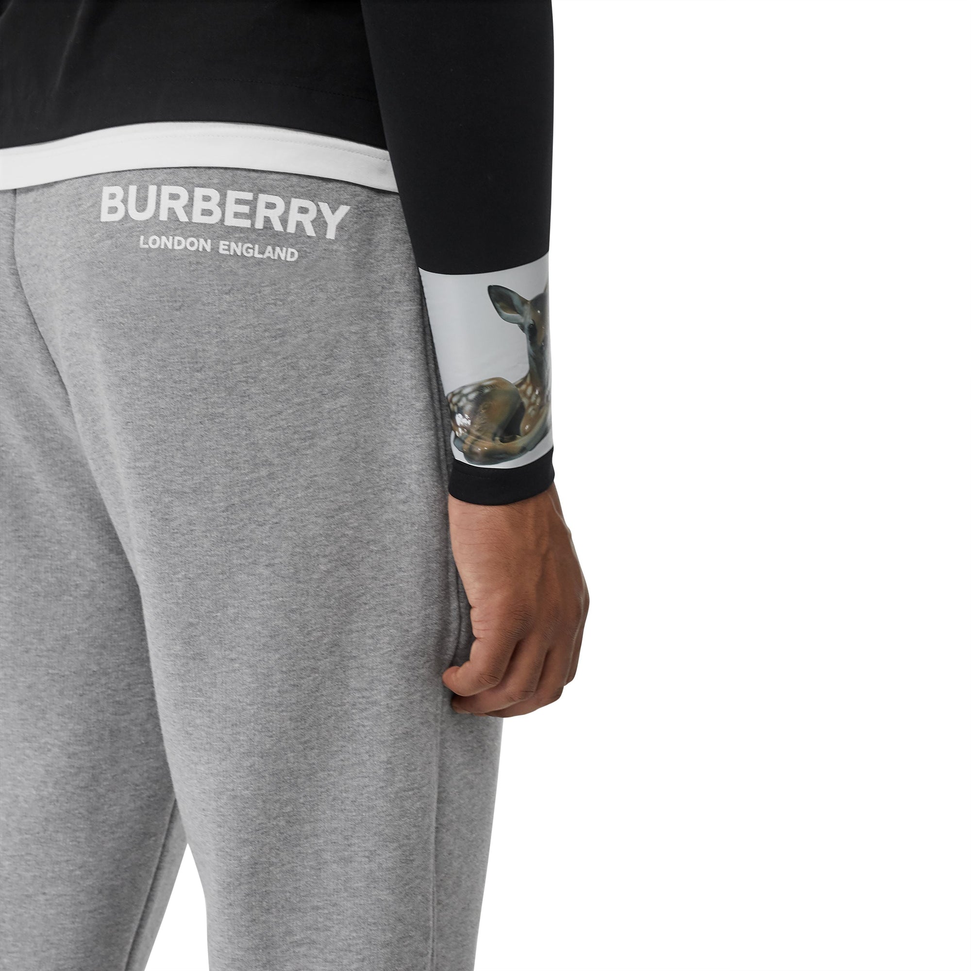 PALE GREY MELANGE Pantalon de survêtement en coton avec logo imprimé