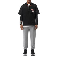 PALE GREY MELANGE Pantalon de survêtement en coton avec logo imprimé
