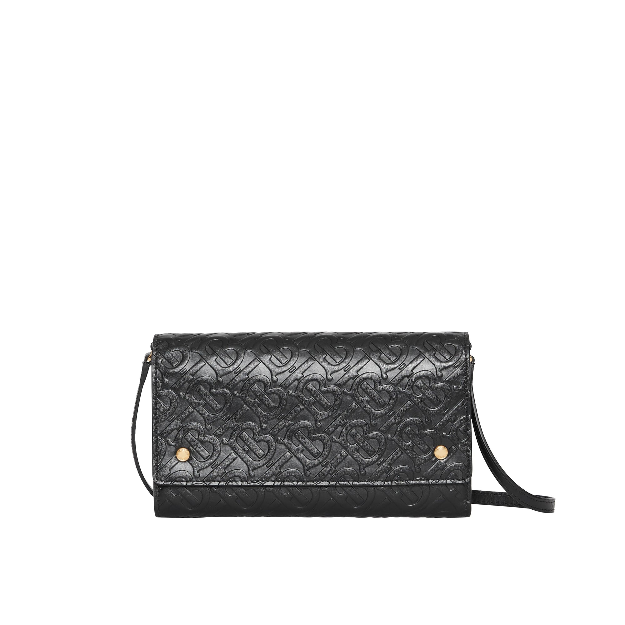 BLACK Portefeuille en cuir Monogram et sangle amovible