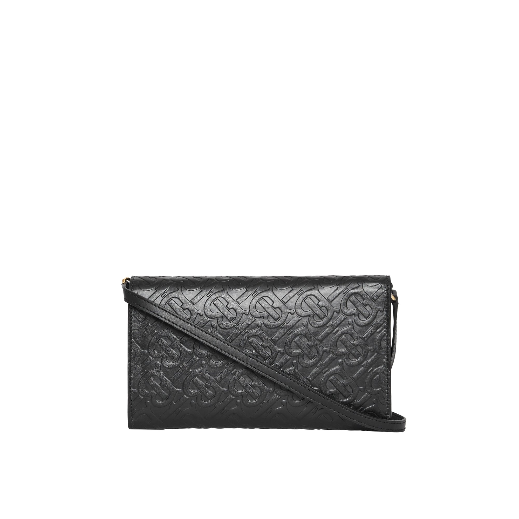 BLACK Portefeuille en cuir Monogram et sangle amovible