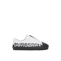 OPTIC WHITE/BLACK Sneakers sans lacets en gabardine de coton bicolore avec logo