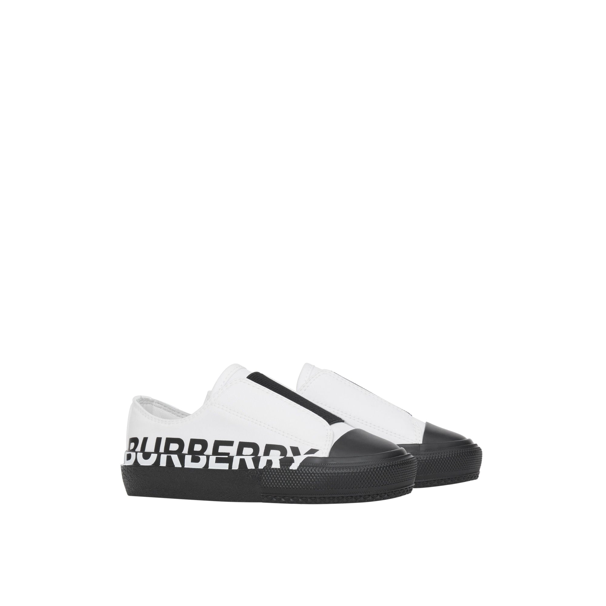 OPTIC WHITE/BLACK Sneakers sans lacets en gabardine de coton bicolore avec logo