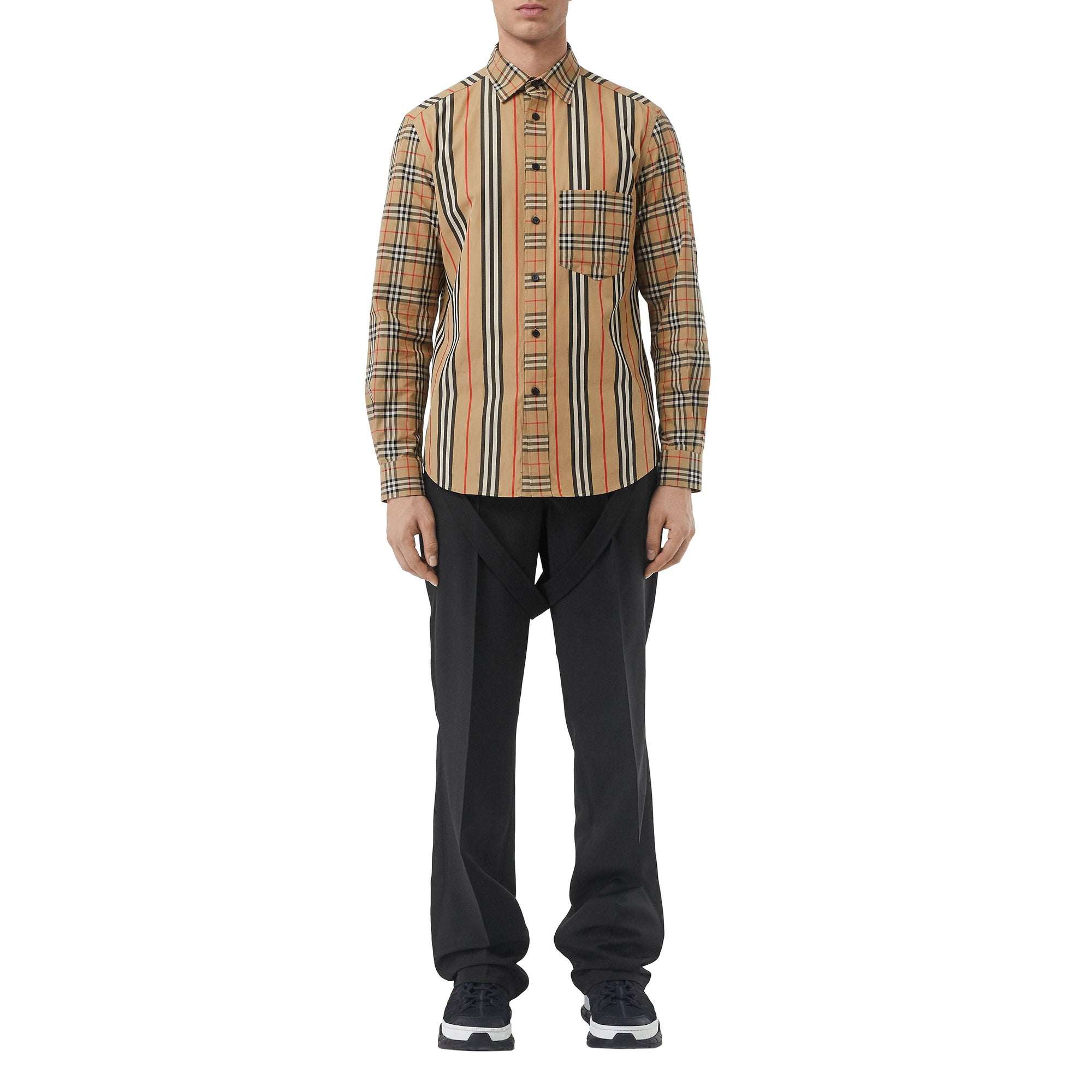 ARCHIVE BEIGE IP S Chemise classique en popeline de coton de style patchwork