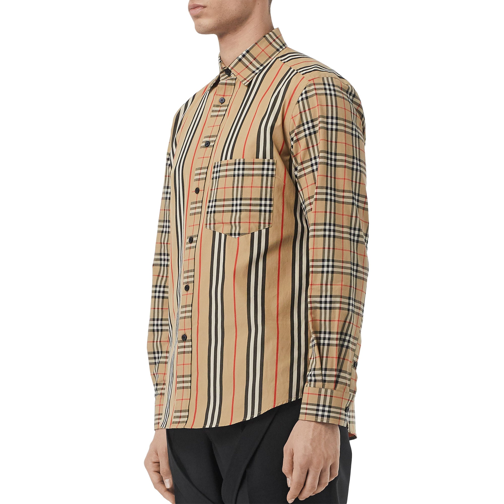 ARCHIVE BEIGE IP S Chemise classique en popeline de coton de style patchwork