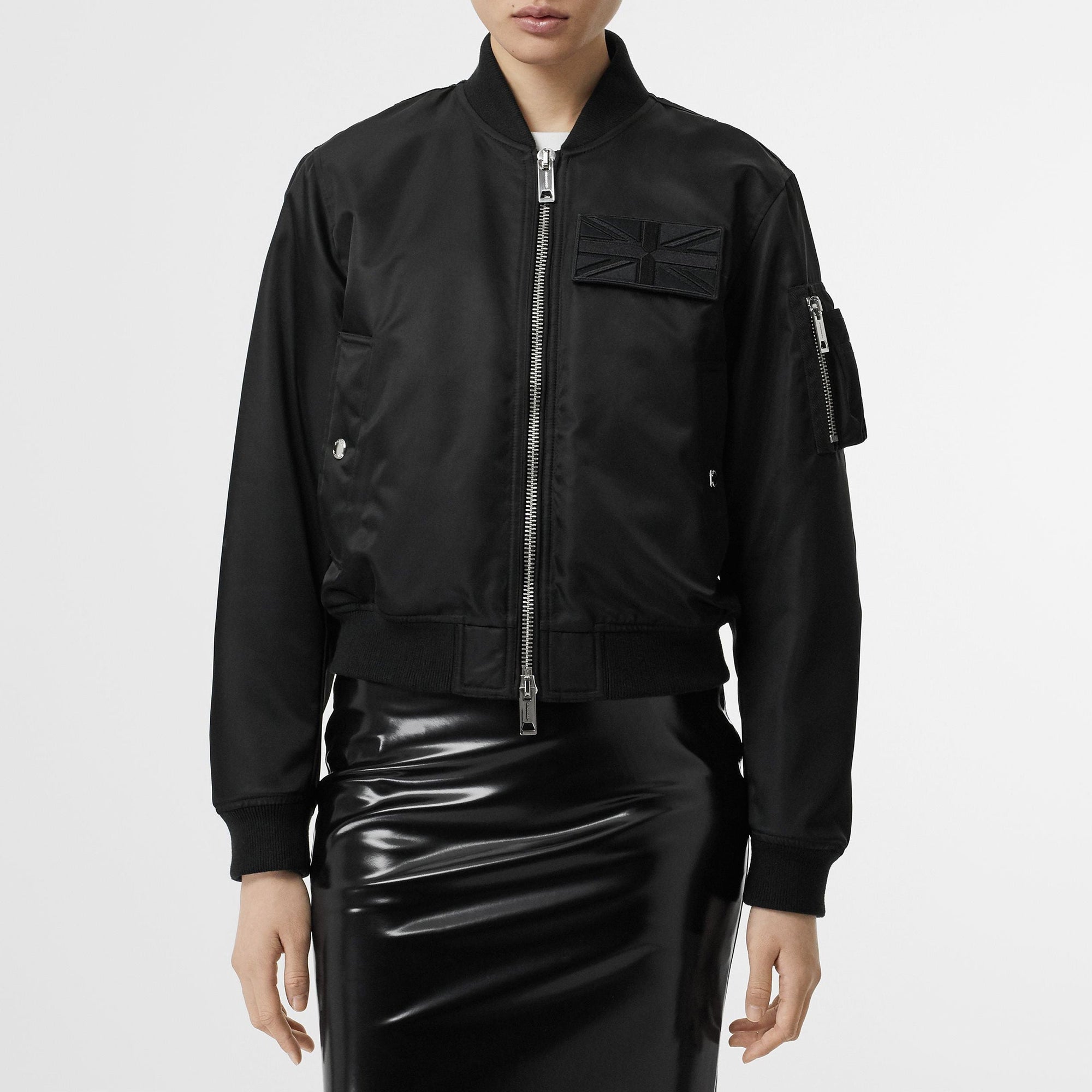 Bomber en nylon à motif union jack - Noir