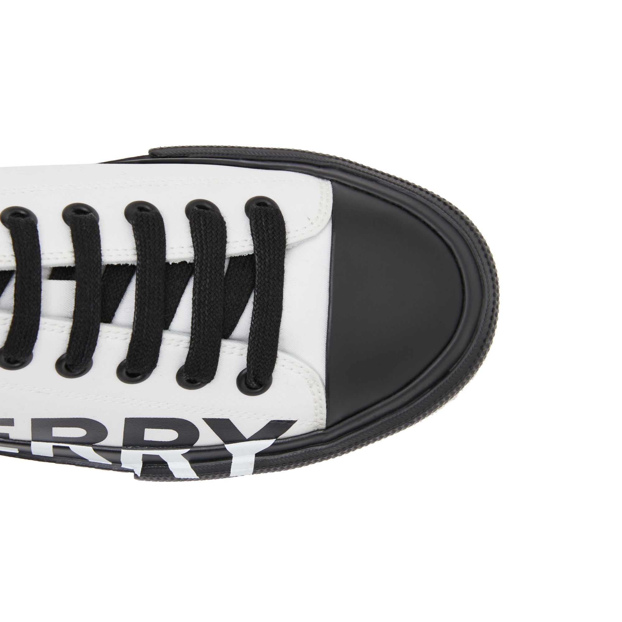 Sneakers en gabardine de coton bicolore avec logo - Blanc optique & noir