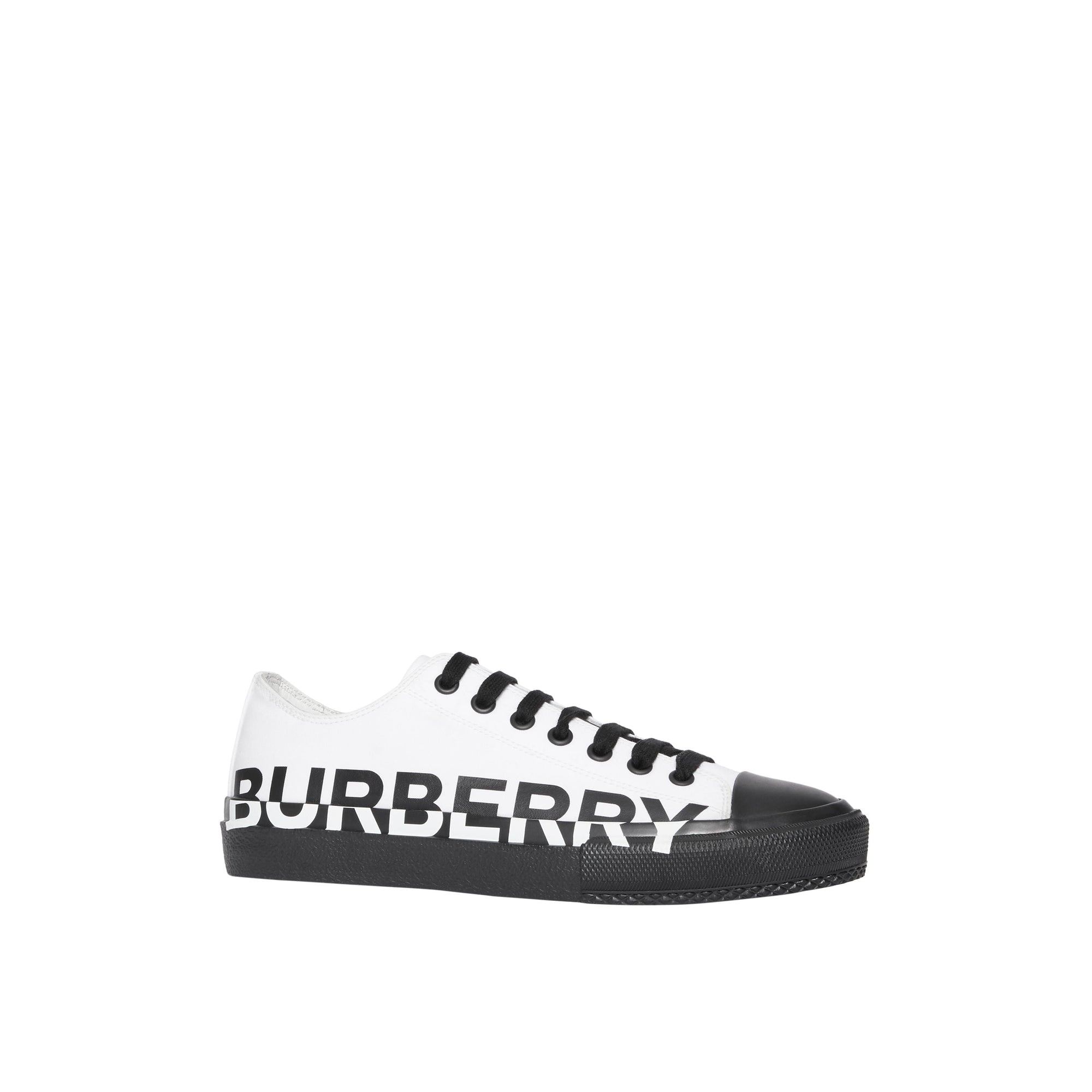 OPTIC WHITE/BLACK Sneakers en gabardine de coton bicolore avec logo