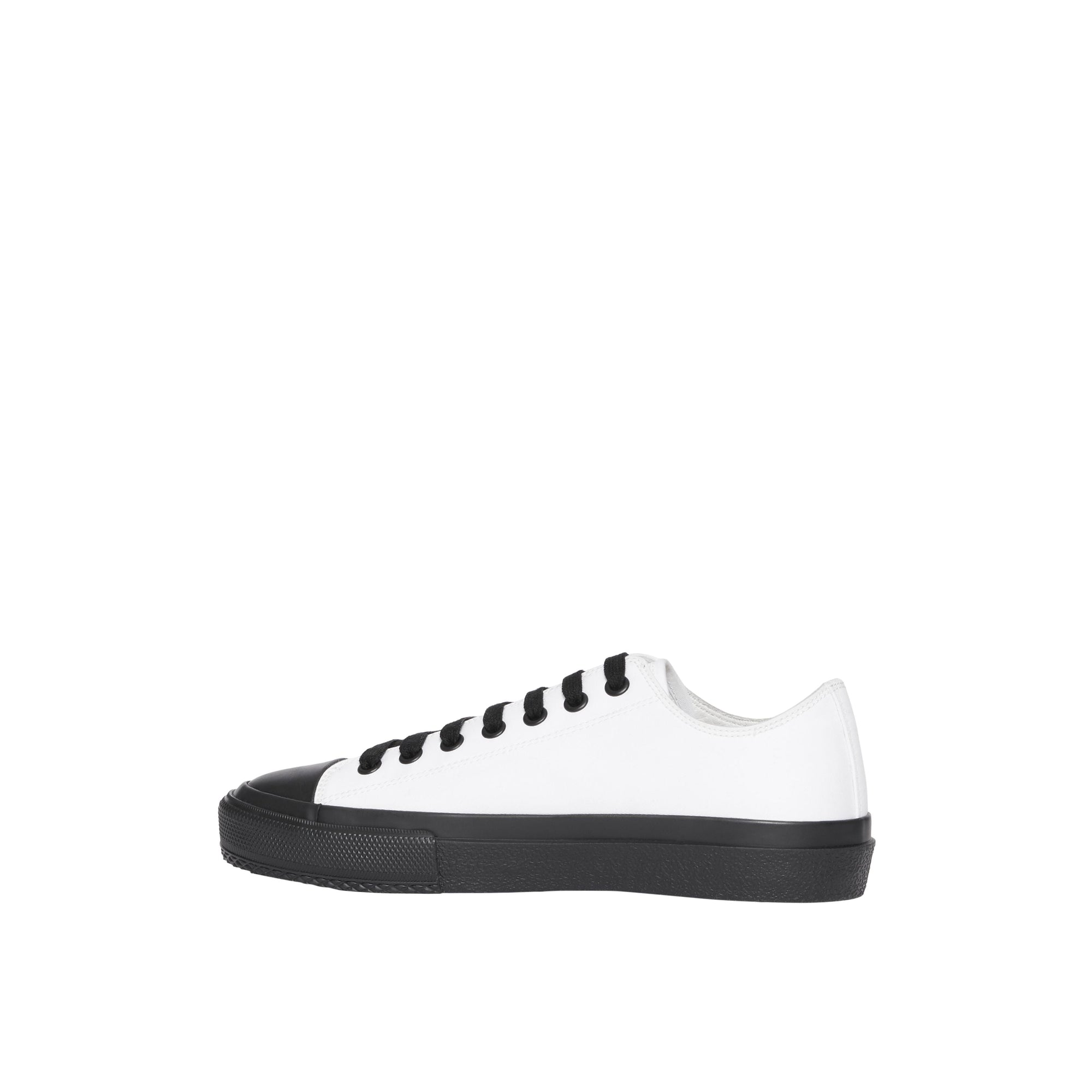 Sneakers en gabardine de coton bicolore avec logo - Blanc optique & noir