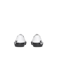 Sneakers en gabardine de coton bicolore avec logo - Blanc optique & noir