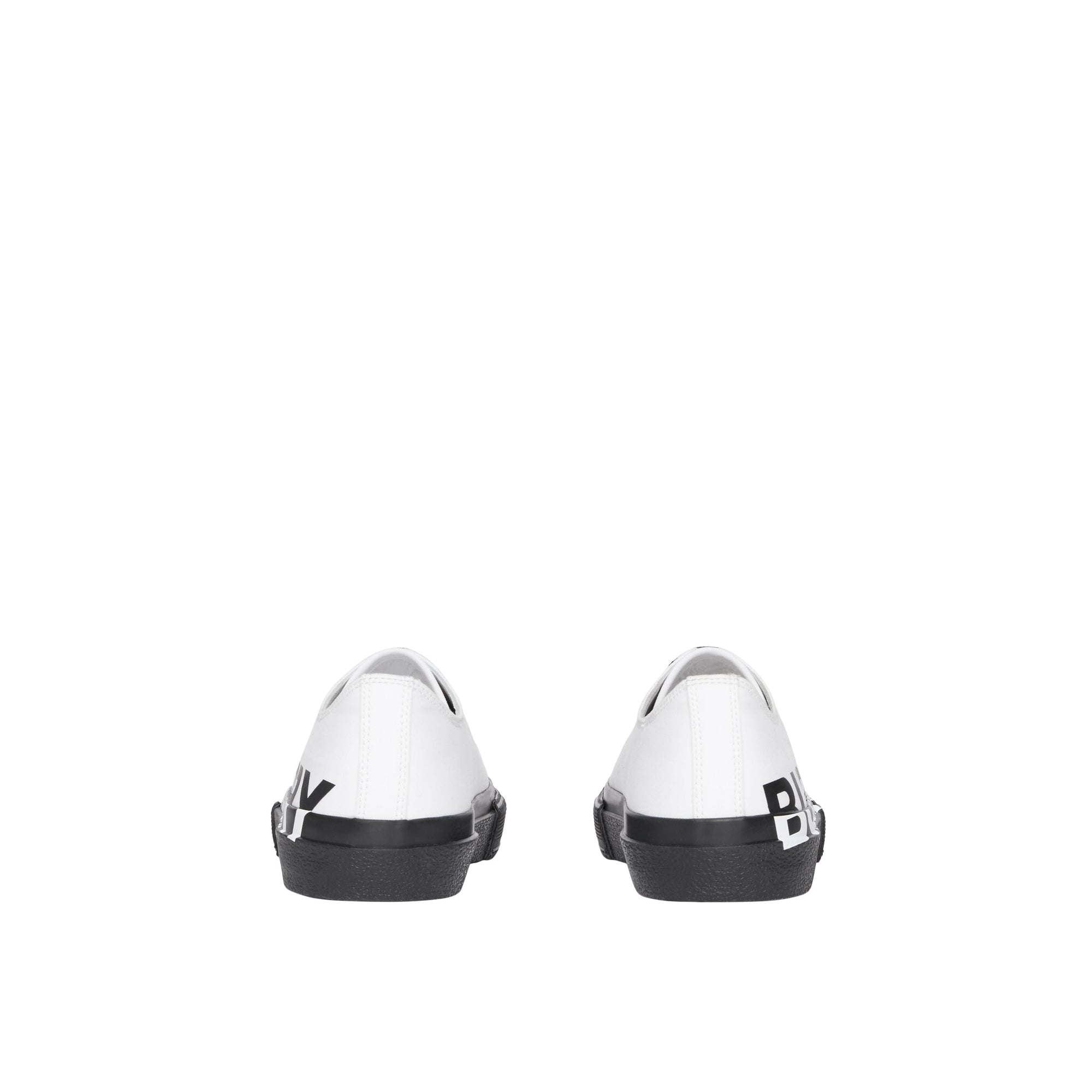 Sneakers en gabardine de coton bicolore avec logo - Blanc optique & noir