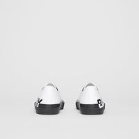 Sneakers en gabardine de coton bicolore avec logo - Blanc optique & noir