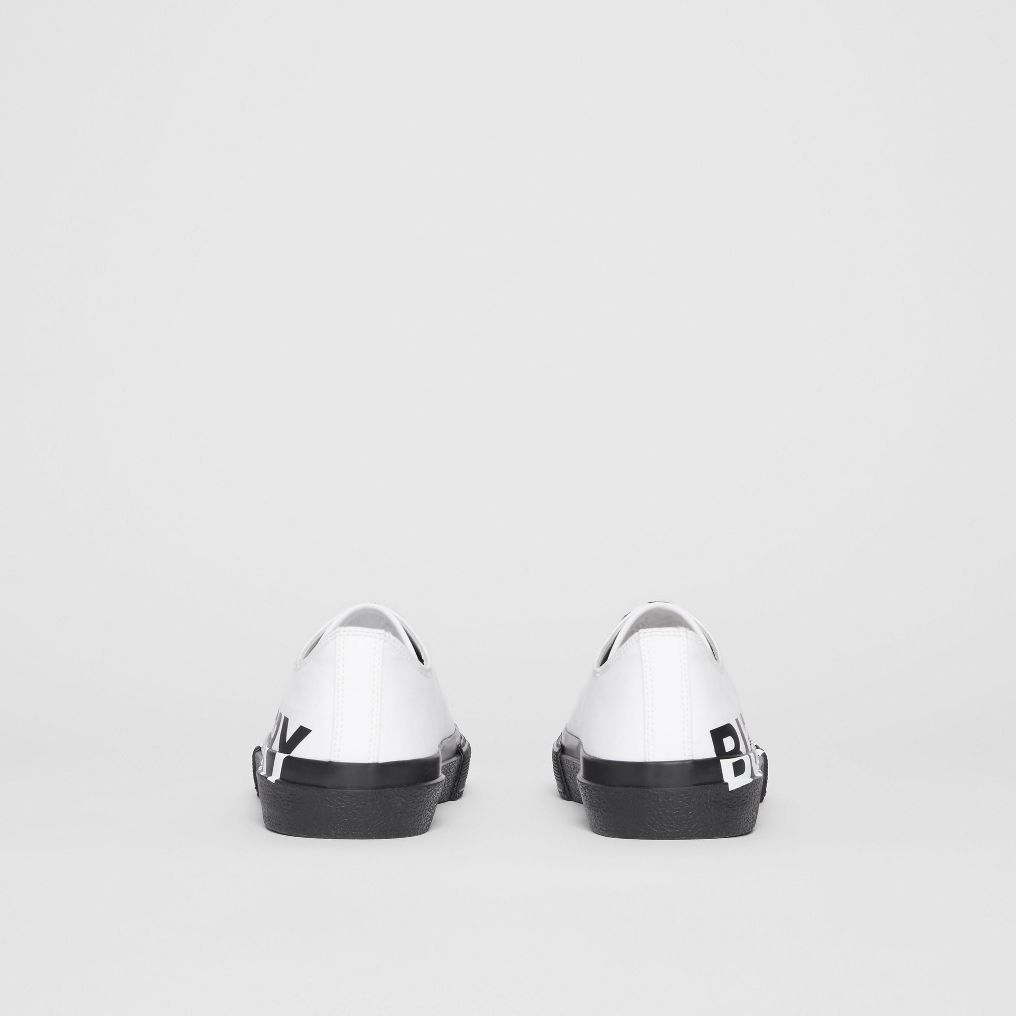 Sneakers en gabardine de coton bicolore avec logo - Blanc optique & noir
