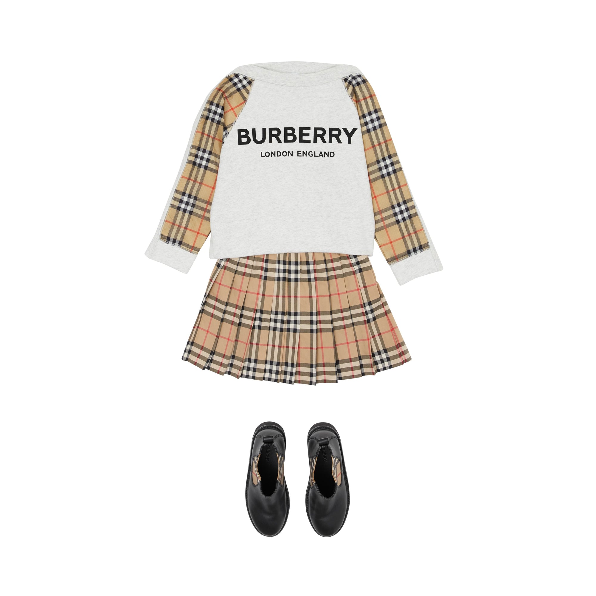 WHITE MELANGE Sweat-shirt en coton avec logo et Vintage check
